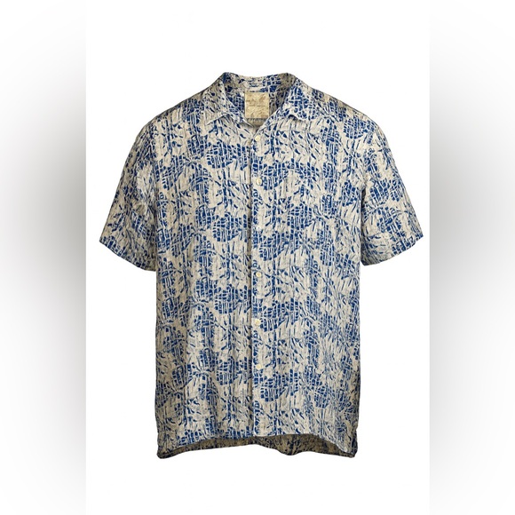 Tasso Elba Other - Tasso Elba Island Men’s Silk Linen Button-Up Shirt – Blue Abstract Print-M